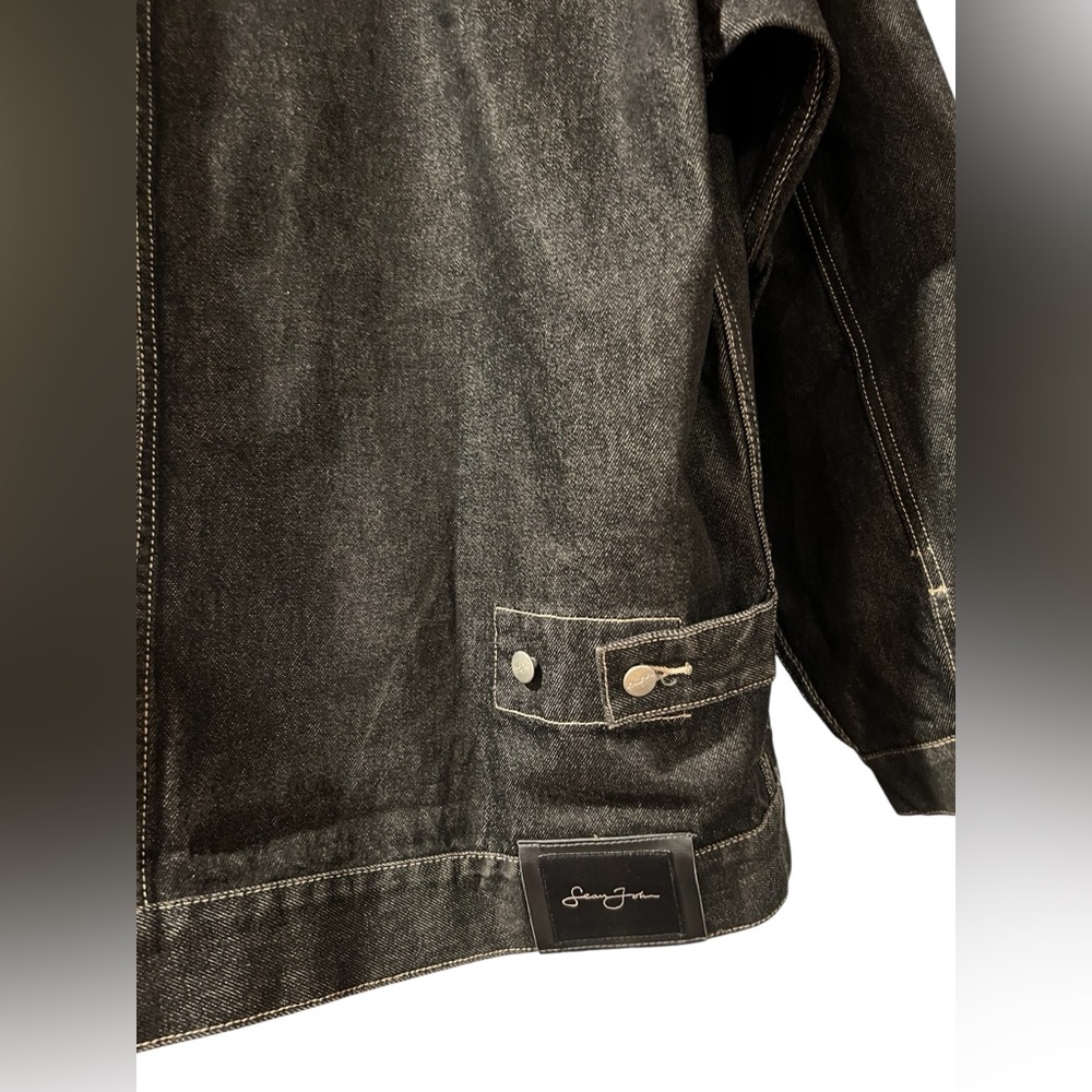 Sean John  Vintage Charcoal Denim Jacket Trucker 90s Baggy Logo Size XXL - Picture 3 of 7